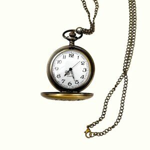 Unique Brass Pocket Watch Intricate Phoenix & Dragon Design NWOT Fantasy Boho Go